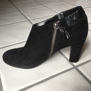 LOFT | Suede Black Ankle Booties Tasseled Zip